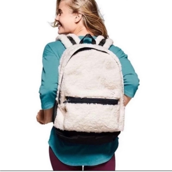 Pink VS Rare Sherpa Large Campus Backpack - Picture 2 of 14